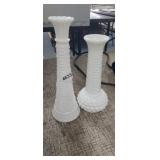 (2) MILK GLASS BUD VASES
