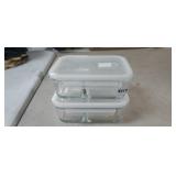 (2) GLASS FOOD SAVERS WITH LIDS