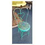 VINTAGE WROUGHT IRON HEART BACK CHAIR
