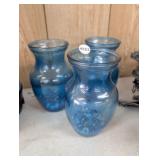 (3) BLUE VASES