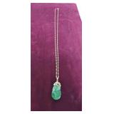 14K GOLD NECKLACE W/ JADE PENDANT W/14K  FINDINGS