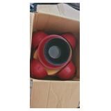 MAINSTAY RED, BLACK AND YELLOW DISHES