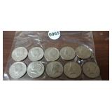 (10) KENNEDY HALF DOLLARS