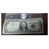 1957 ONE DOLLAR BLUE SEAL, SILVER CERTIFICATE