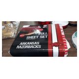 FULL SIZE ARKANSAS RAZORBACK SHEET SET, NEW