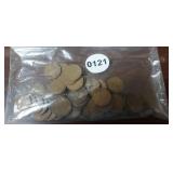 BAG WITH (50) ASSORTED WHEAT PENNIES