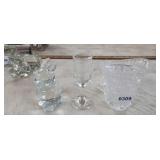 GLASS RABBIT, WINE GLASS,  CUT GLASS PITCHER,