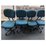 (4) ROLLING ADJUSTABLE PADDED CHAIRS