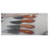 (4) MHS CUTLERY HAND HONED KNIVES