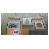 GETTYSBURG COMMERATIVE STAMP, COIN AND BULLET