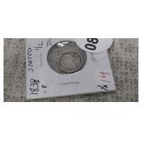 1838 SEATED LIBERTY HALF DIME