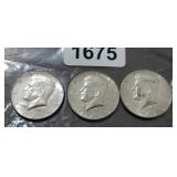 (3) 40% SILVER KENNEDY HALF DOLLARS
