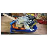 LOT OF PAINT SUPPLIES, FLASHLIGHT, ETC