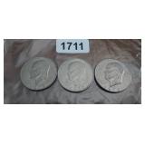 (3) EISENHOWER ONE DOLLAR COINS