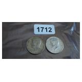 1966 & 1969 40% SILVER KENNEDY HALF DOLLARS
