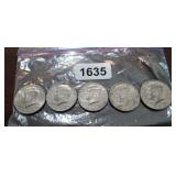 (5) KENNEDY HALF DOLLARS