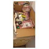 BOX OF BATHROOM GOODIES AND ORGANIZERS
