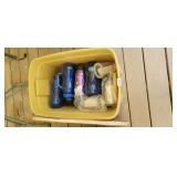 TOTE OF WATER JUGS AND CUPS