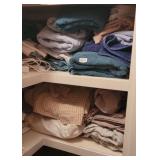 2 SHELVES OF LINENS
