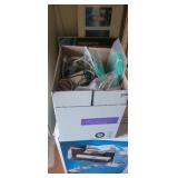 BOX OF CORDS, CHARGERS, PHONES, ETC