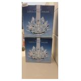 (2) GODINGER CRYSTAL LOTUS CANDLE HOLDERS
