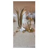 2 DECORATIVE CANDLE HOLDERS *ONE IS BRASS