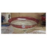 13" DIAMOND POINT BOWL RUBY RED FLASHED