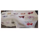 PRETTY QUILT 72" X 84" (SOME AGE STAINS)