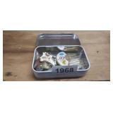 TIN  WITH CLOISONNE STYLE JEWELRY