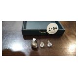 STERLING SILVER EARRINGS AND NECKLACE DROP