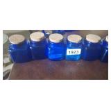 (6) SMALL BOTLLES WITH CORK STOPPERS