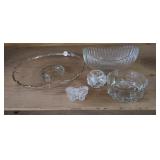 LOT OF CUT GLASS, CRYSTAL, BOWLS, TRINKETS BOXES,T