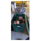TOTE WITH LID WITH CHRISTMAS, COOKIE JAR, ETC