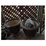 2 LARGE PLANTERS WITH ROLLING BOTTOMS
