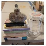 COOKBOOKS, BELIEVE DECOR, PLASTIC SEALED CANISTER
