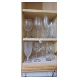 2 SHELVES WITH GLASSWARE