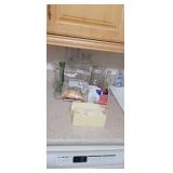 LOT OF KITCHENWARE, MATCHES, VASES, FILTERS,ETC.