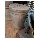 (2) METAL TRASHCANS WITH 1 LID