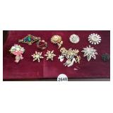 LOT OF ANTIQUE CLIP-ON EARRINGS  AND PINS