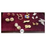 LOT OF ANTIQUE CLIP-ON EARRINGS  & PINS