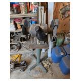 VINTAGE BENCH GRINDER ON PEDESTAL STAND