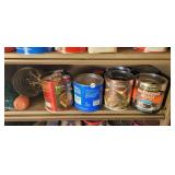 SHELF FULL OF CANS WITH HARDWARE