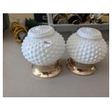 PAIR OF HOBNAIL MILKGLASS LIGHT FIXTURES