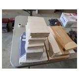 LOT OF SCRAP WOOD, INDEX CARDS