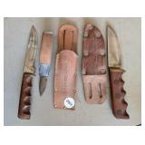 (3) KNIVES, (2) SHEATHS, LOT