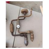 (2) VINTAGE HAND DRILLS, (1) MISSING HANDLE