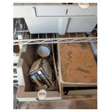 BOX WITH FINSIH NAILS, HARDWARE, ETC.