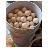 BUCKET FULL OF UNFINISHED  WOODEN SPHERES