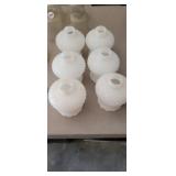 (6) MILK GLASS HOBNAIL GLOBES