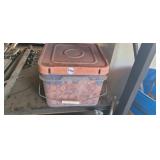 BUCKET OF PLASTIC CAP ROOFING NAILS